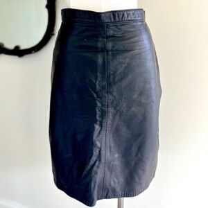 Deja Vu Designs Black leather pencil skirt Vintage